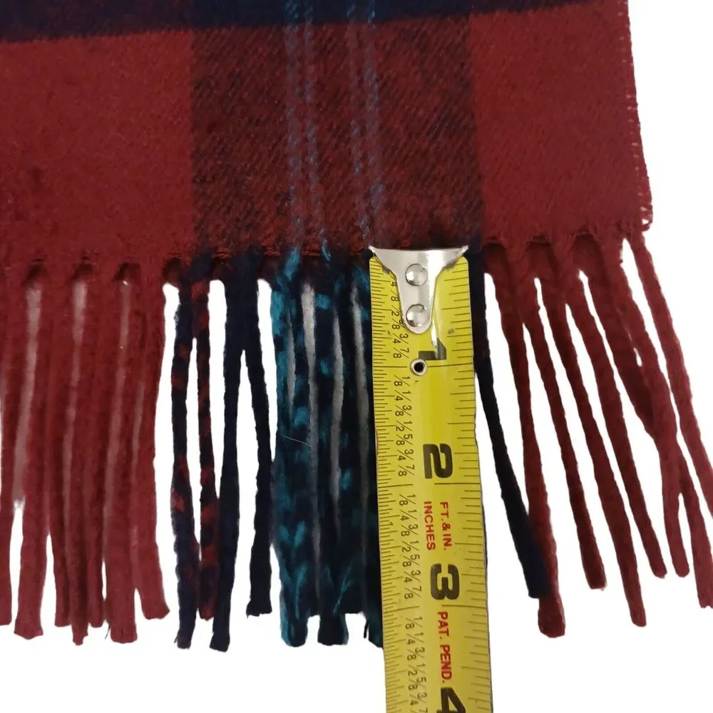Christian Dior Cashmaire SCARF 47”x11” Red Black Plaid Tartan Monsieur was$490